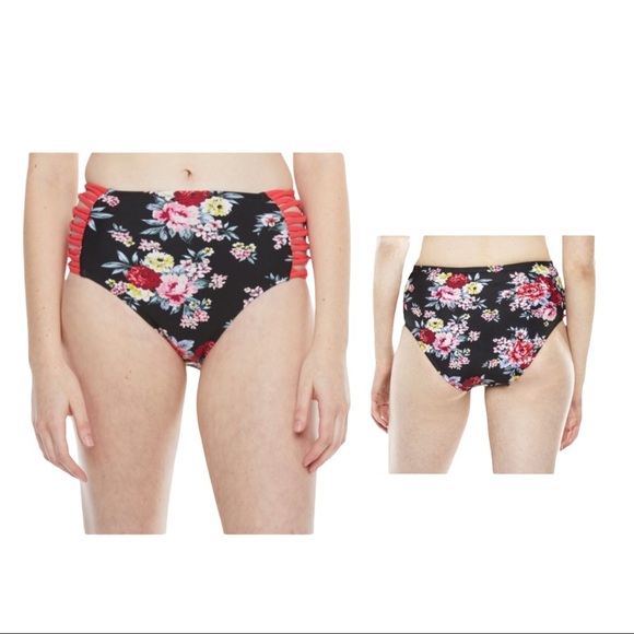 NWT Decree Floral HighWaist Cheeky Bikini Swimsuit - Picture 13 of 16